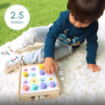 Curious Cub Montessori Shape and Colour Matching Peg Board | Educational Geometric Shape Puzzle | Sensory Learning & Brain Development Toy