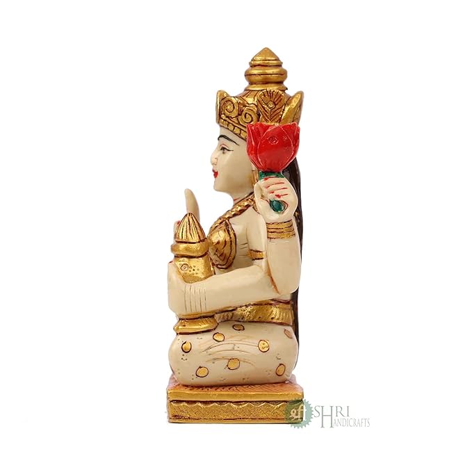 Indicast Resin 5" Inch Goddess Lakshmi Fine Painting Maa Lakshmi Idol Diwali Puja Vastu Figurine Gift Article