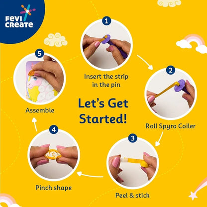 Fevicreate Build-n-Create Twirl & Curl Unicorn Greeting Card Kit | Quilling Art | Colourful Unicorn Greeting Cards | Travel Friendly | Screen-Free Play | Gifting | Ages 5 +