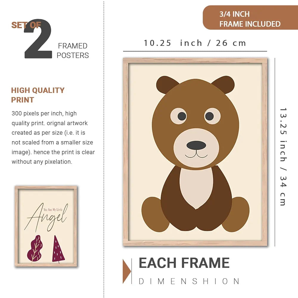 Kotart Modern Art Wall Decor Paintings with Frame for Kids Room - Educational Alphabets Framed Wall Posters/Paintings Set of 4