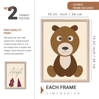 Kotart Modern Art Wall Decor Paintings with Frame for Kids Room - Educational Alphabets Framed Wall Posters/Paintings Set of 4