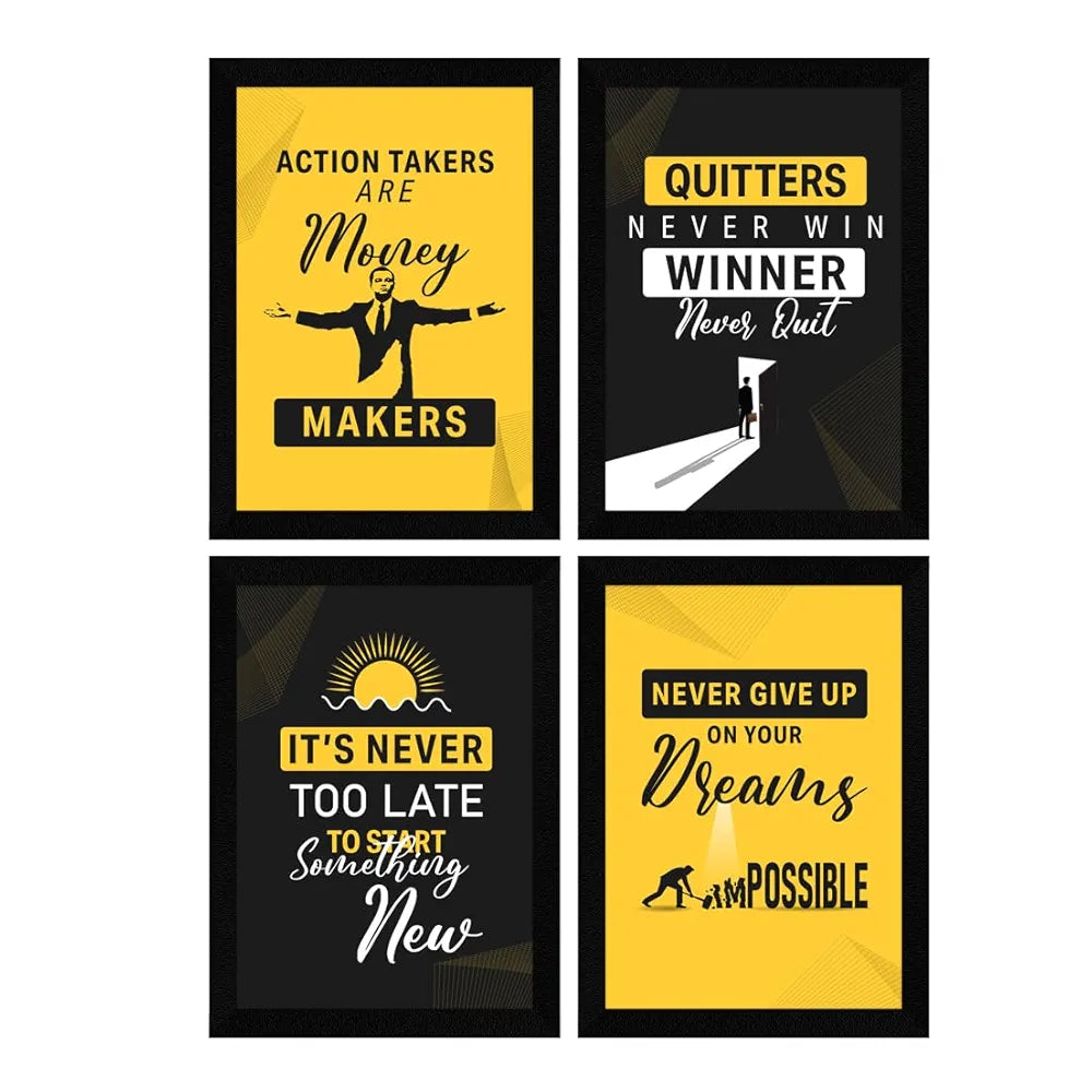 ArtX Paper Money Makers Motivational Framed Posters Set of 4