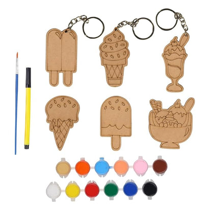 Hobby India Ice-cream Theme Keychains & Fridge Magnets Painting Kit's for 3+ Age Kid's | Best Art &m Craft Kits