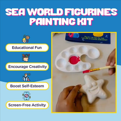 Kalakaram Paint Your Own 5 Figurines Painting Craft Kit for Kids | Sea World Theme Painting Set Diy Painting Kit for Kids