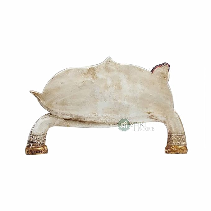Indicast 15" Inch Handmade Buddha Sleeping Murti Stone Finish Meditating Idol Gifts Antique Design | Home Decoration, Living Room Bedroom | White