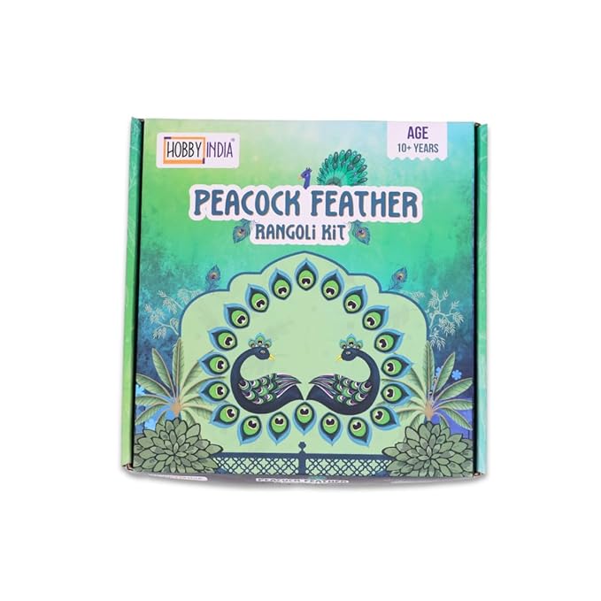 Hobby India Peacock Feather Rangoli Kit for Kids & Adults | Diy Art & Craft Kit for Home Decor | Festive Decorations