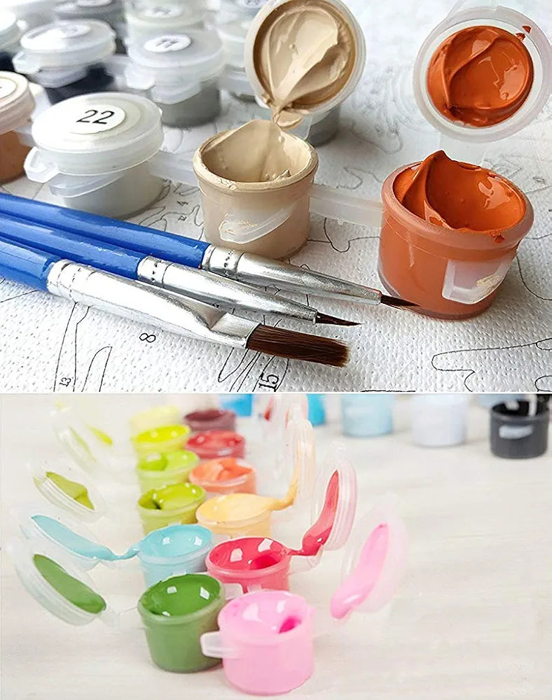 HASTHIP Wood Diy Oil Painting - Paint By Numbers For Kids And Adults Beginners Kits With Brushes .