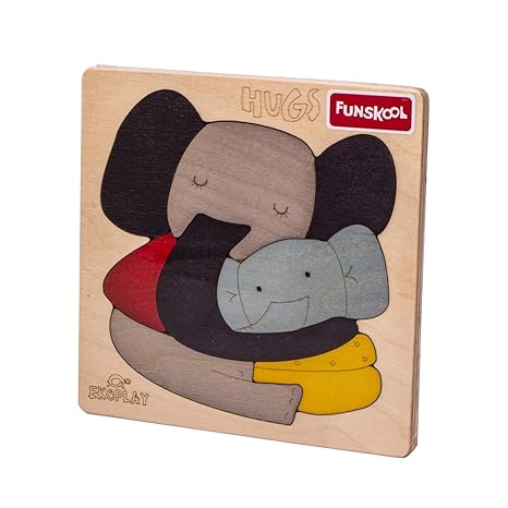 Funskool Ekoplay Hugs Elephant Wooden Puzzle Baby