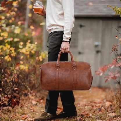 Leather World Duffle Bag for Travel with Shoe Pocket for Men and Women Made of Textured Leatherette with Attachable Shoulder Strap Cabin Bag 