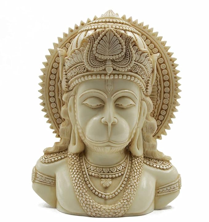 Indicast Resin 8" Inch Lord Hanumanji Head Antique Fine Bajrangbali Idol Gift Article Decorative Showpiece Handcrafted Balaji Murti
