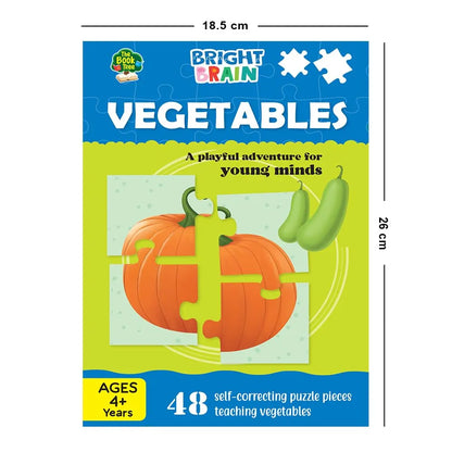 The Book Tree Bright Brain Vegetables 48 Piece Jigsaw Puzzle for Preschoolers, Educational Toy for Learning Animals Family Food, Gifts for Kids Ages 3 to 6 by Majestic Book Club