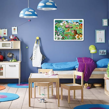 Mini Leaves Farm Animal Puzzle | Premium Wooden Floor Puzzle for Kids | Puzzle Set With Wooden Box  | 48 Pieces