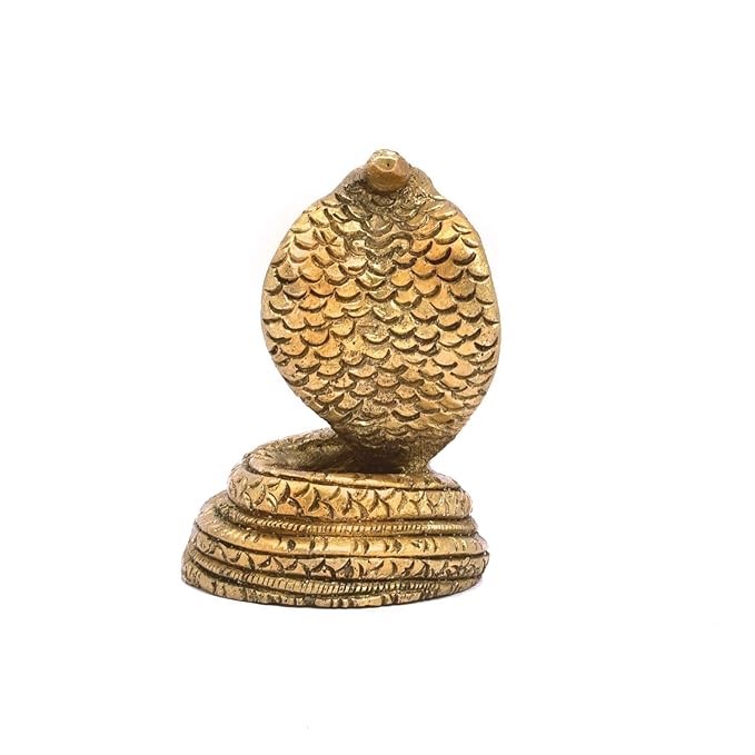 The Advitya Brass Snake Statue for Shivling | Snake Idol Showpiece for Pooja & Decor | 2.5" Inch