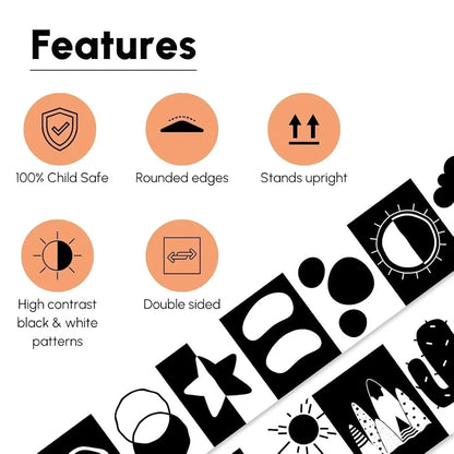 Gurukanth® Premium High Contrast New Born Anti-Glare Cards - Black & White Baby Cards | 36 Objects | Age Group: 0-1 Year | Visual Stimulation and Sensory Development for Infants