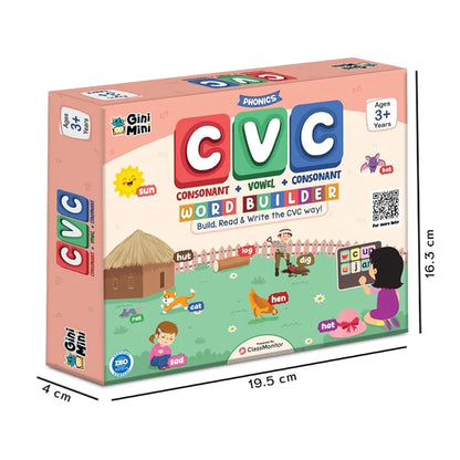 GiniMini CVC Word Builder - Letter Tiles & Whiteboard - Learn to Read, Write & Build CVC Words - Educational Toy for Kids 3 4 5 6 Years