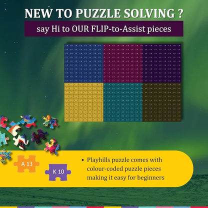 Playhills Aurora Borealis, Northern Lights  Landscape Wooden Jigsaw Puzzle for Children and Adults 8+ Years| Focus, Mind Relaxation Puzzles Family and Activity Games