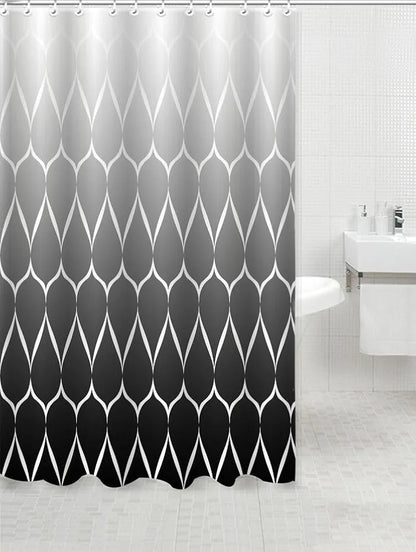 Homethreads Embrace Luxury with Our 6-Feet Long Premium Polyester Shower Curtain with 12 Hooks for a Lavish Bathroom Machine Washable Black