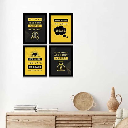 Kotart Quitters Never Win Motivational Quotes Posters with Frame