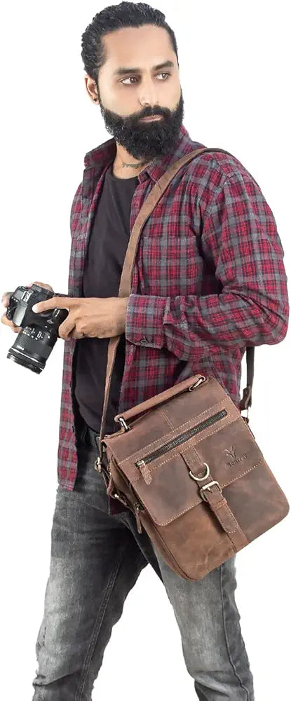 Goatter Men's Hunter Leather 11 Inch Messenger Bag [GTHT-12] 