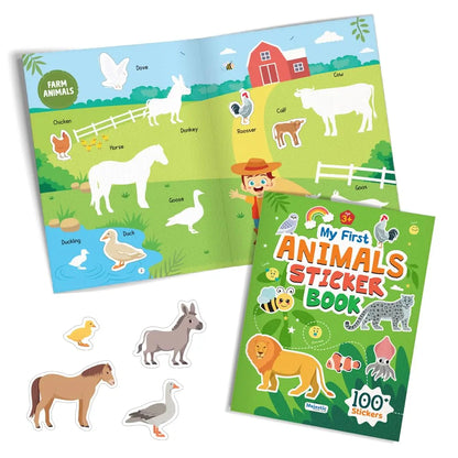 My First Animals Sticker Book for Kids Ages 3+ | Learn About Animals with 16 Pages + 8 Sticker Sheets | Educational & Engaging I Fun Preschool Activity Book by Majestic Book Club