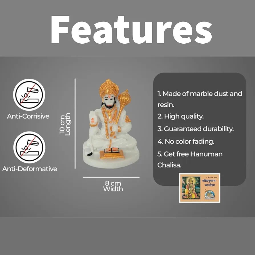 Unovate Lord Hanuman Idol White for Car Dashboard