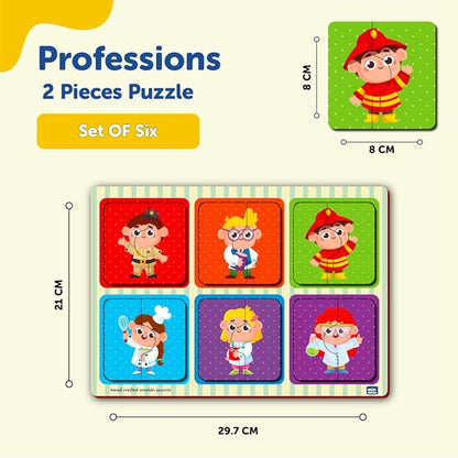 Mini Leaves 2 Piece Wooden Puzzle for Kids | Professions Jigsaw Puzzle | Set of 6 Wooden Puzzles for Kids | Educational Toys for Kids