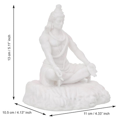 Ecraftindia White Polyresin Lord Shiva Sitting Statue