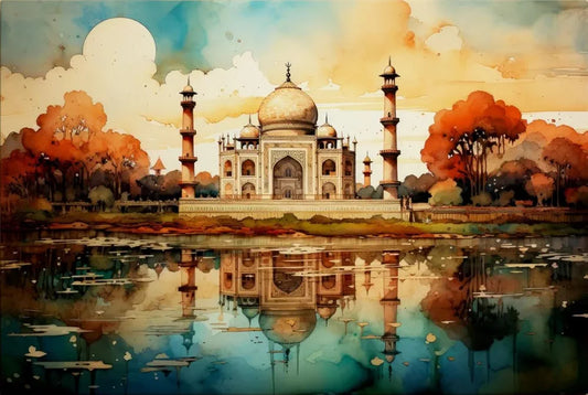 TULIP N TURTLE "Wah Taj DIY Acrylic Paint by Number Kit for Adults Beginner Canvas Painting by Number Acrylic Painting. Wall Decoration DIY Painting Kit for Adults