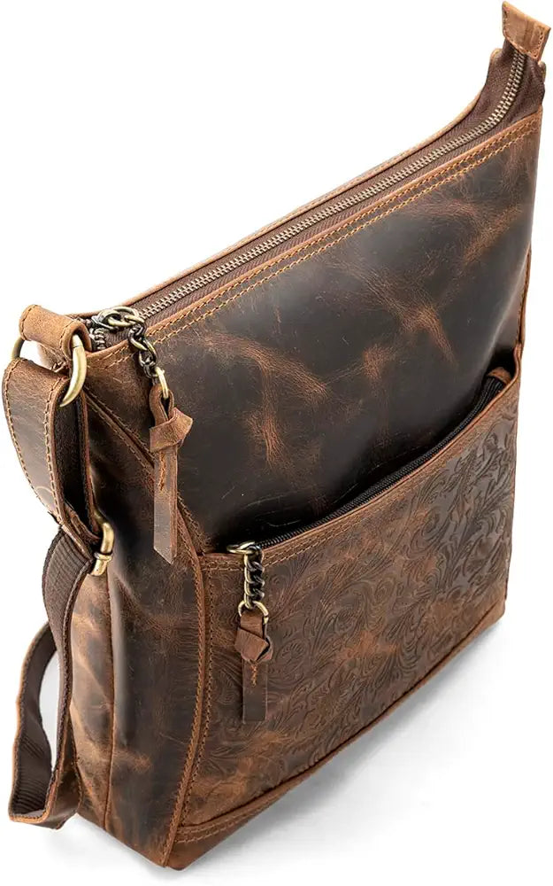 Goatter Hunter Leather 11" Inch Sling Cross-BodyBag/Shoulder Bag for Girls And Women