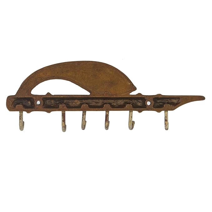 Ecraftindia Krishna Morpankh and Flute Design Brass Key Holder