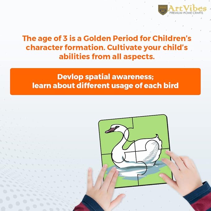 Artvibes Birds Wooden Jigsaw Puzzle Games for Children & Kids Age 2-5 | 4 Pieces Puzzles | Toddler's Wooden Puzzle | Set of 6