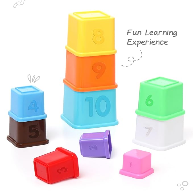 Firstcry Intelliskills Premium Stacking & Sequencing 10 Pieces Cubes Toy for Kids | Activity & Learning Toys