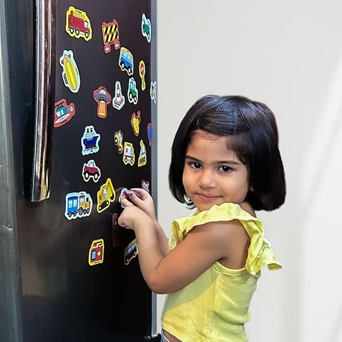 Mini Leaves 26 Pieces Transport Full Magnetic Fridge Magnets for Kids | Educational Toy for Kids