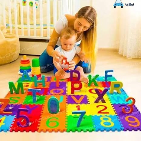 FunBlast 36 Pieces Mini Puzzle Foam Mat for Kids Learning Alphabet and Number Mat