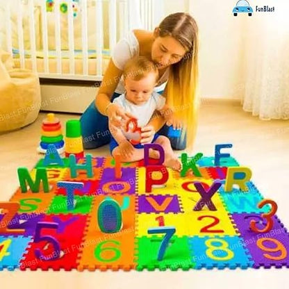 FunBlast 36 Pieces Mini Puzzle Foam Mat for Kids Learning Alphabet and Number Mat