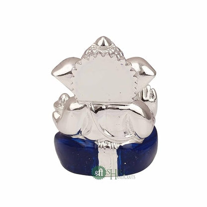 Indicast Hand Carved Silver Plated God Ganesha Resin Idol Sculpture Statue for Home & Office Decor & Gifts