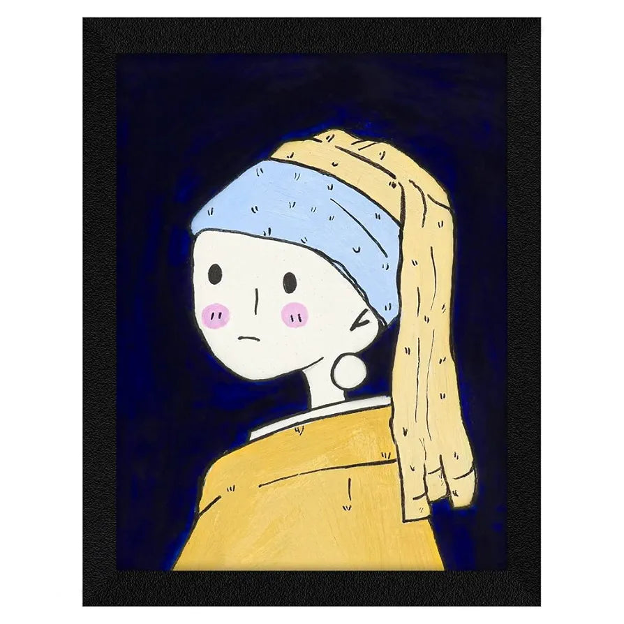 ArtX Paper The Girl With A Pearl Earring Abstract Frame Wall Art Painting