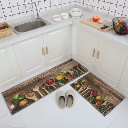 Ishro Home Kitchen Mats For Floor Anti Slip Waterproof Set Of 2 Pcs Colour The Wooden Spoons