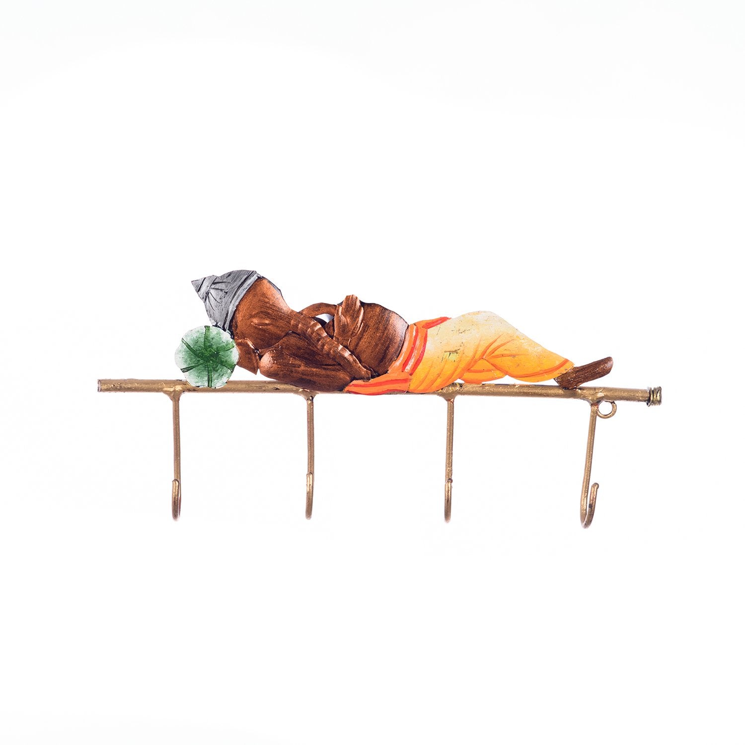 Ecraftindia Lord Ganesha Resting Wrought Iron Key Holder