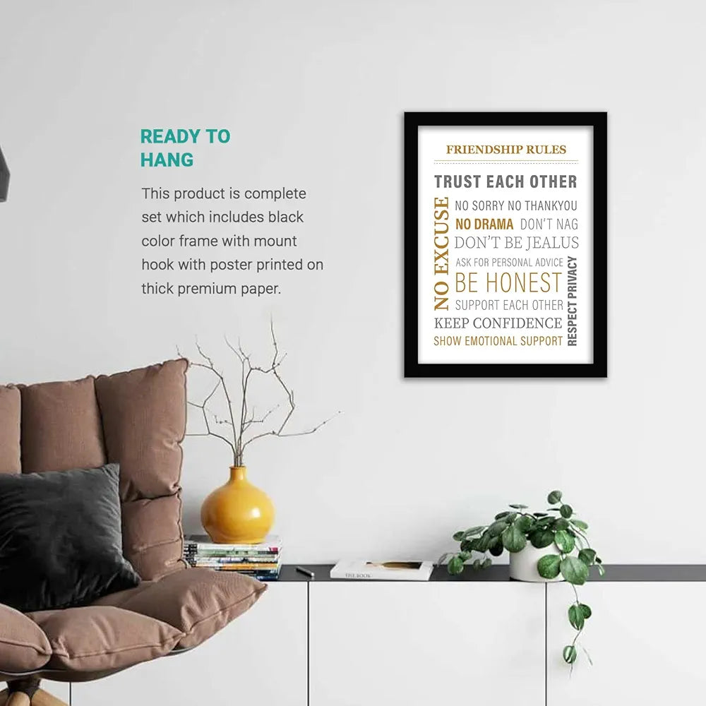 Kotart Friendhip Rules Wall Poster for Room Home Wall Decor Typographic Design