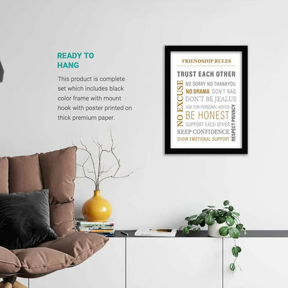 Kotart Friendhip Rules Wall Poster for Room Home Wall Decor Typographic Design