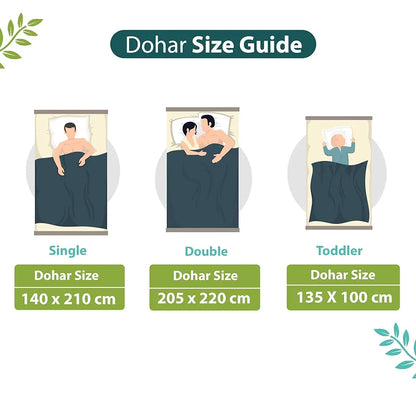 Divine Casa Floret 100% Cotton Single Dohar 120 GSM Soft & Lightweight Throw Blanket Colour Green Blue