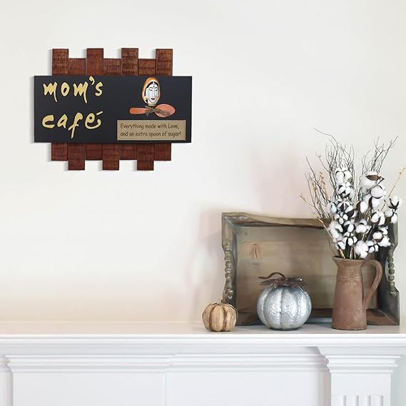Ecraftindia Mom's Cafe Wood Wall Hanging | Brown