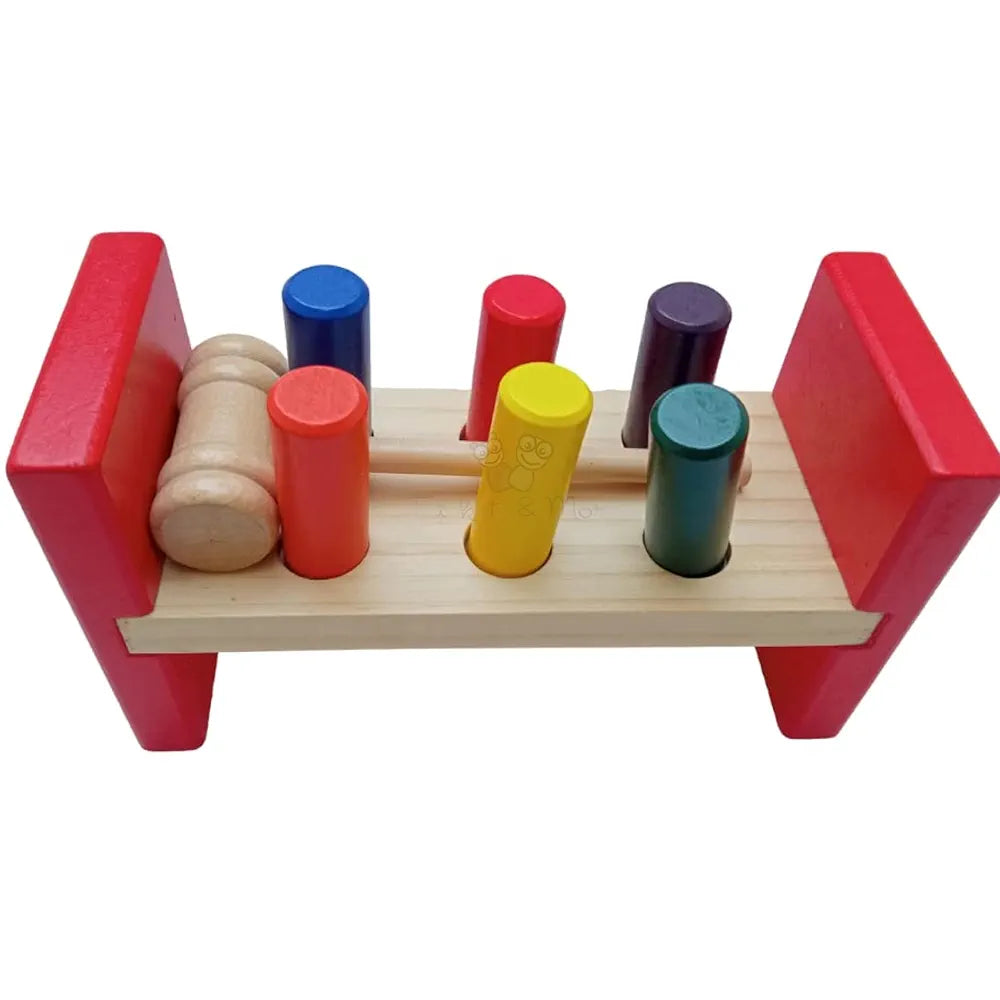 Trinkets & More Pounding Bench 6 Pegs & Toy Hammer for Toddlers Kids 1 Years + Colourful Pound & Play Early Developmental Interactive Hammering 