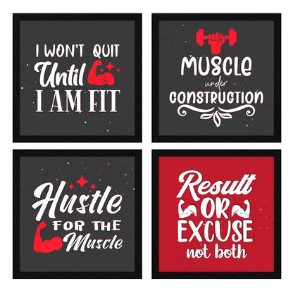 ArtX Paper Motivational Gym Exercise Quotes AXJ00144-MOT Wall Art Painting Set of 4