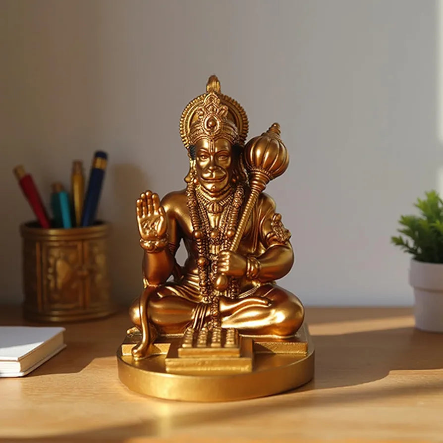 Unovate Lord Hanuman Idol for Car Dashboard Gold
