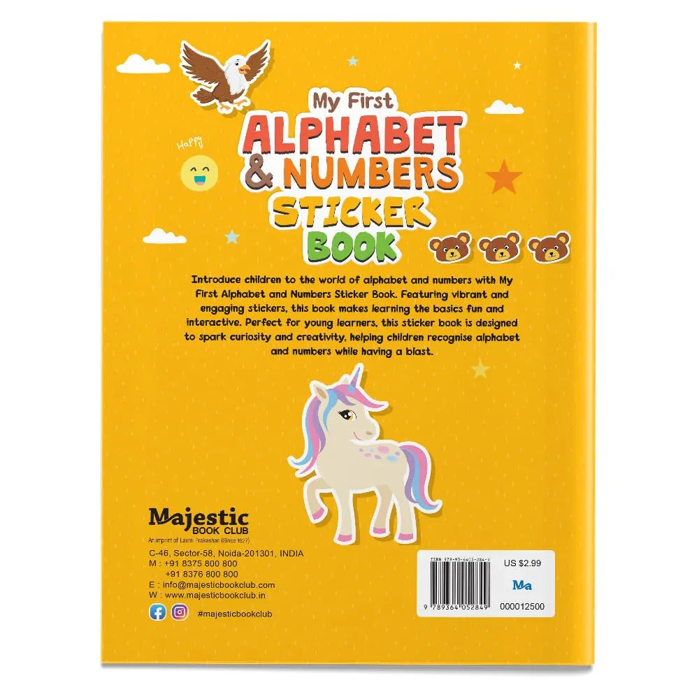 My First Alphabet & Numbers Sticker Book for Kids Ages 3+ | Fun Learning with 16 Activity Pages + 8 Sticker Sheets | 2-in-1 Sticker Book I Fun Preschool Activity Book by Majestic Book Club