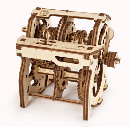 Ugears STEM Gearbox Model Kit - Creative Wooden Model Kits for Adults, Teens and Children - DIY Mechanical Science Kit for Self Assembly - Unique Educational and Engineering 3D Puzzles with App