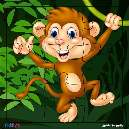 Fiddly's Wooden Jigsaw Puzzle for Children Paperless Puzzle - 9 Pieces | Pack of 6