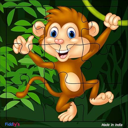 Fiddly's Wooden Jigsaw Puzzle for Children Paperless Puzzle - 9 Pieces | Pack of 6